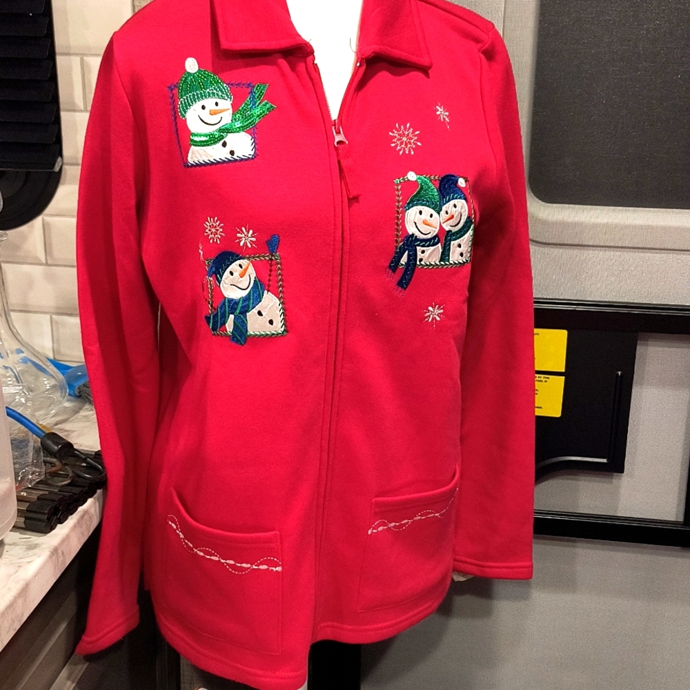 Breckenridge Small Snowman Full Zip Sweatshirt, NWOT